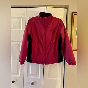 L.L.Bean Women’s Warm & Comfy Fleece-Lined Dark Pink & Black Winter Coat